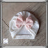 Turban bonnet off-white knot, buns or pink swirl: choice of fine or warm fabric